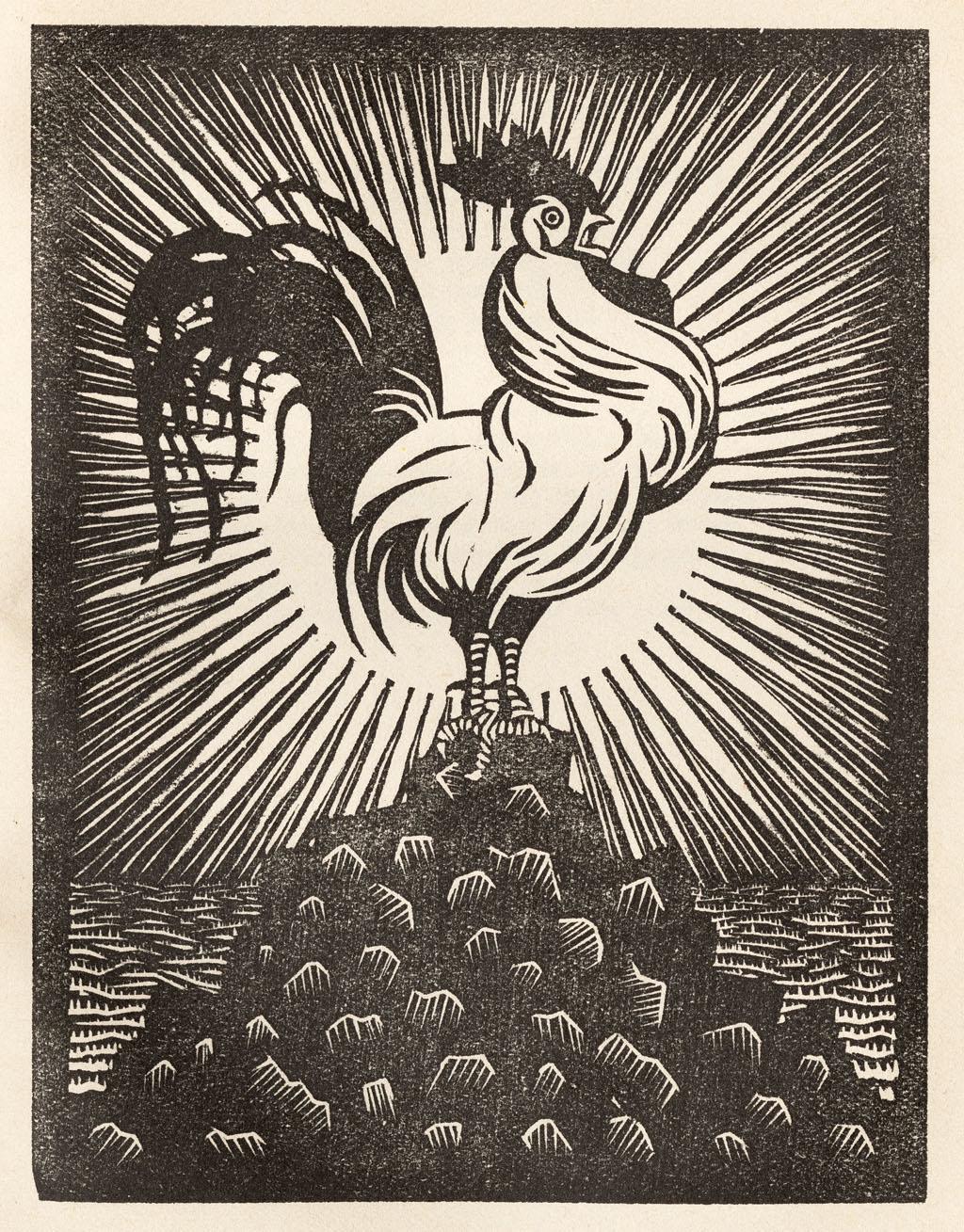 M.C. Escher, 'De theosophie' uit Flor de Pascua, houtsnede, 1921