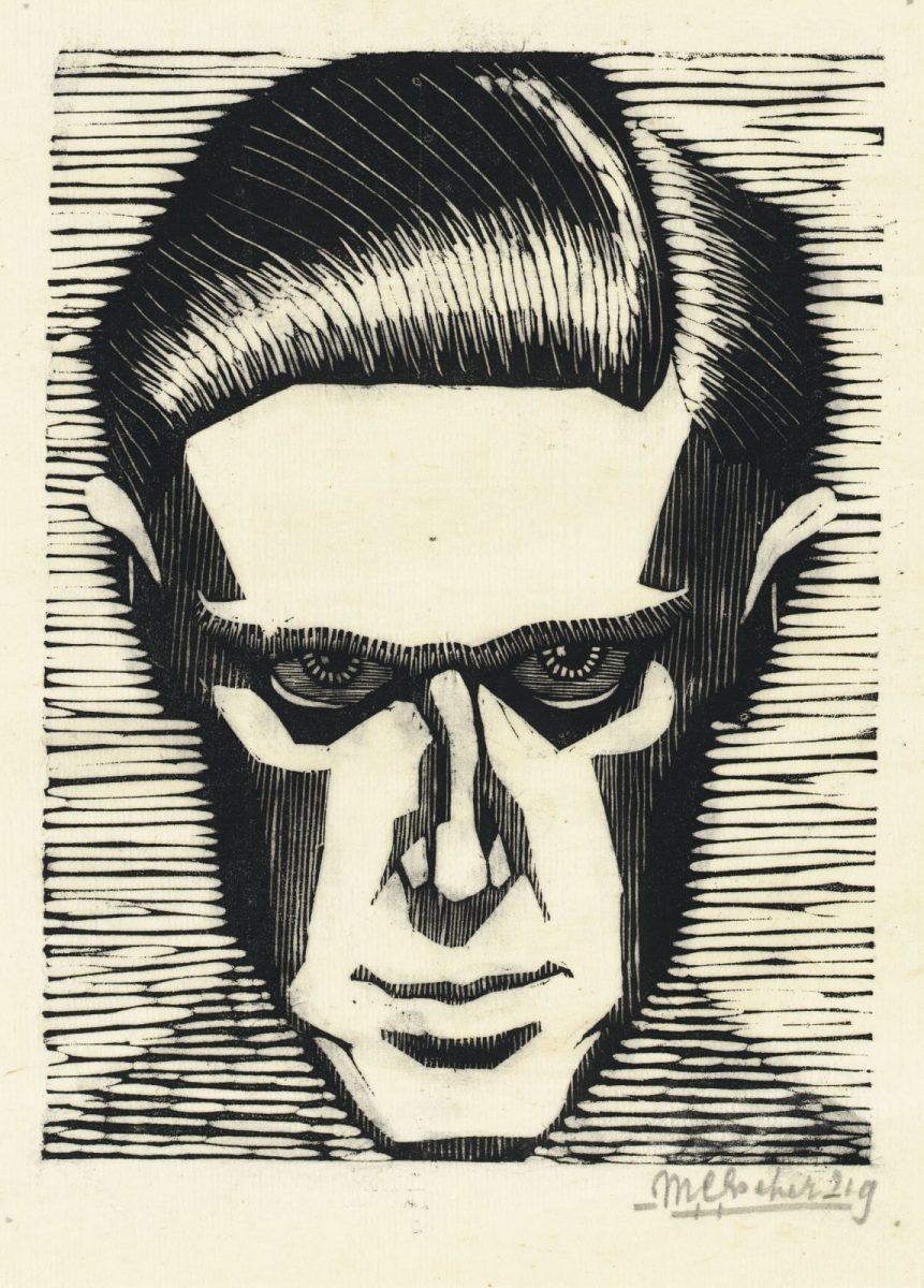 M.C. Escher, Zelfportret, houtsnede, 1919