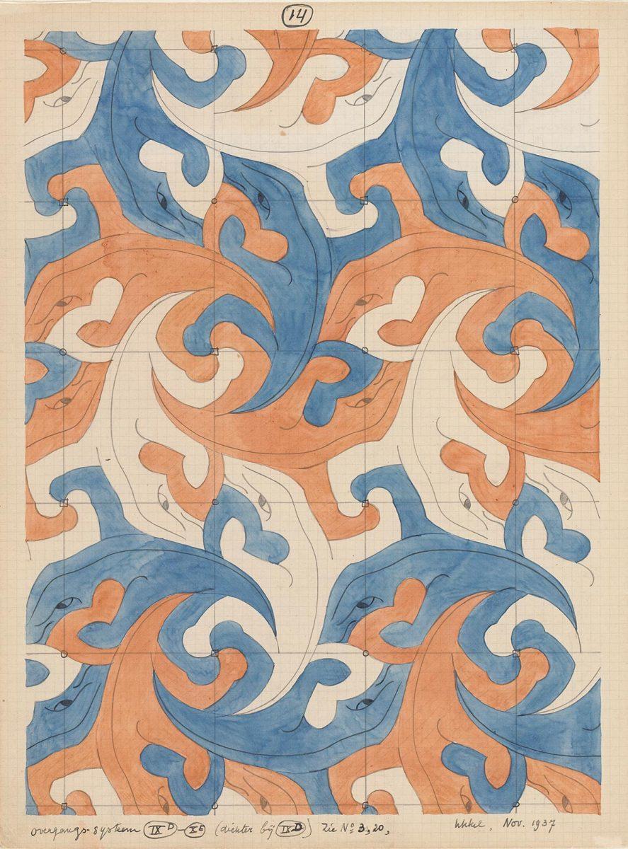 Regular division drawing no. 14 (Lizards), India ink, pencil and watercolor, November 1937