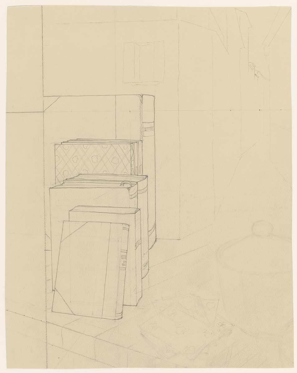 Studie voor Stilleven en straat, potlood op papier, 1937