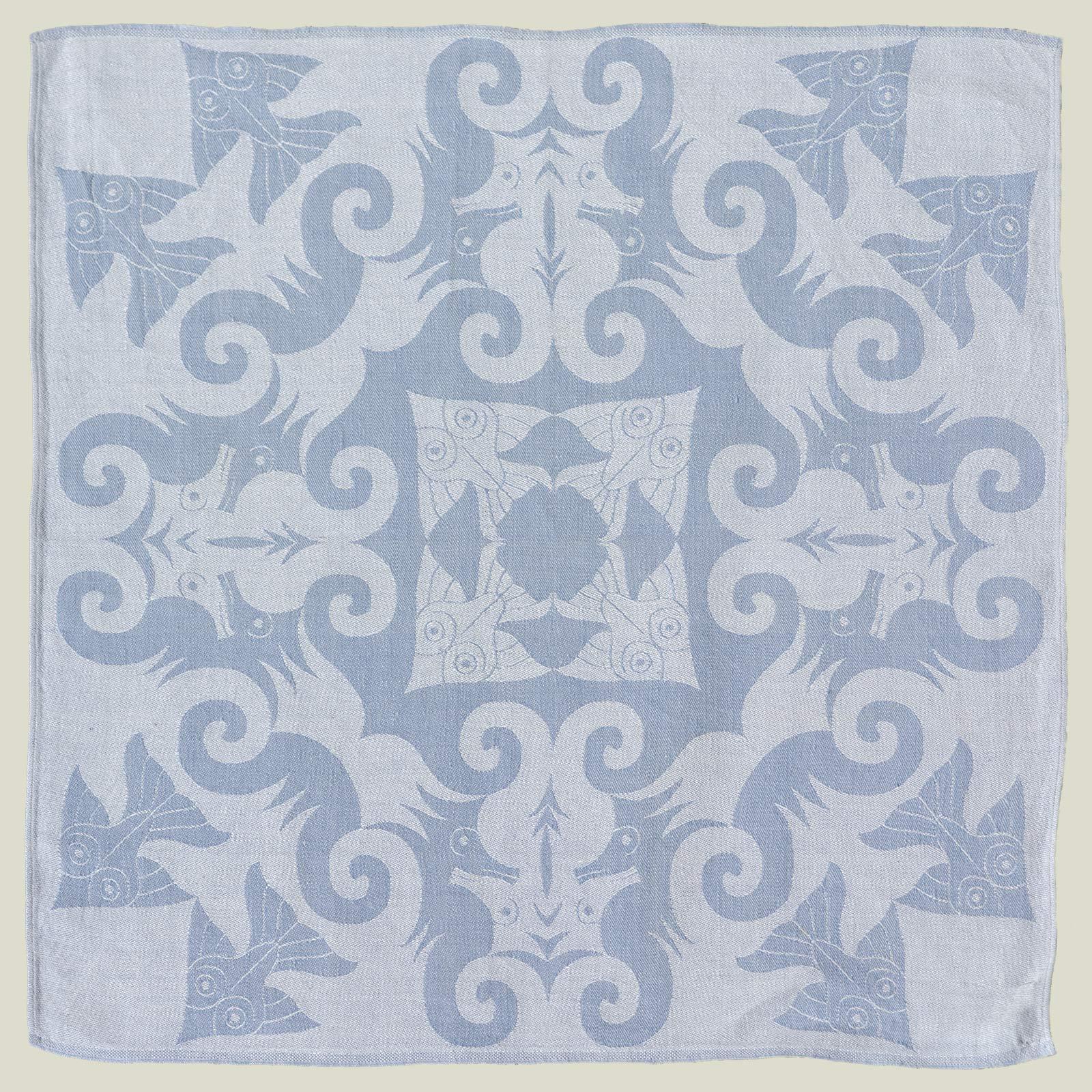 M.C. Escher (execution E.J.F. van Dissel & Zonen), Napkin with Seahorses and Fish, damask woven linen, circa 1953-1955