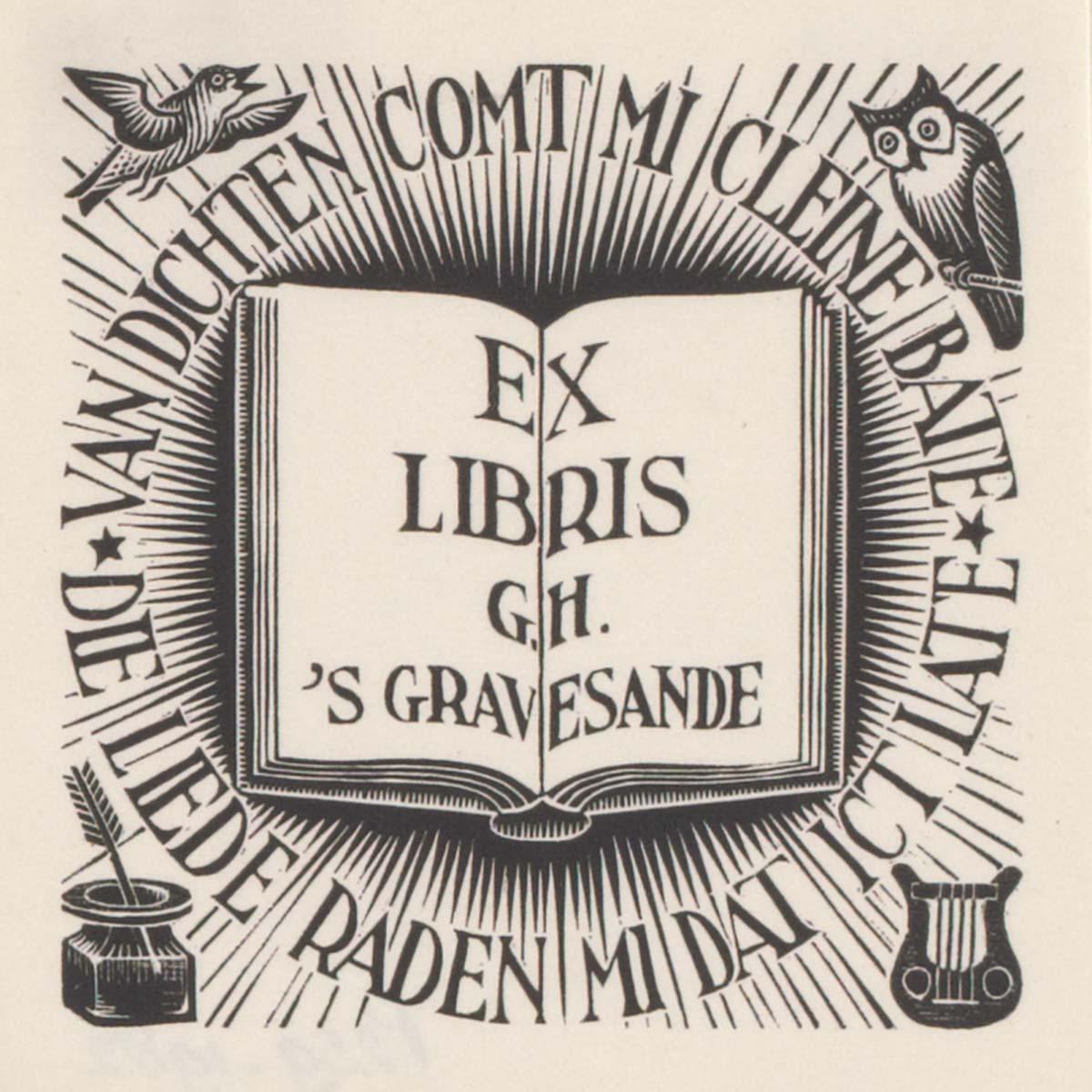 M.C. Escher, Ex-libris G.H. 's-Gravesande, houtgravure, december 1940