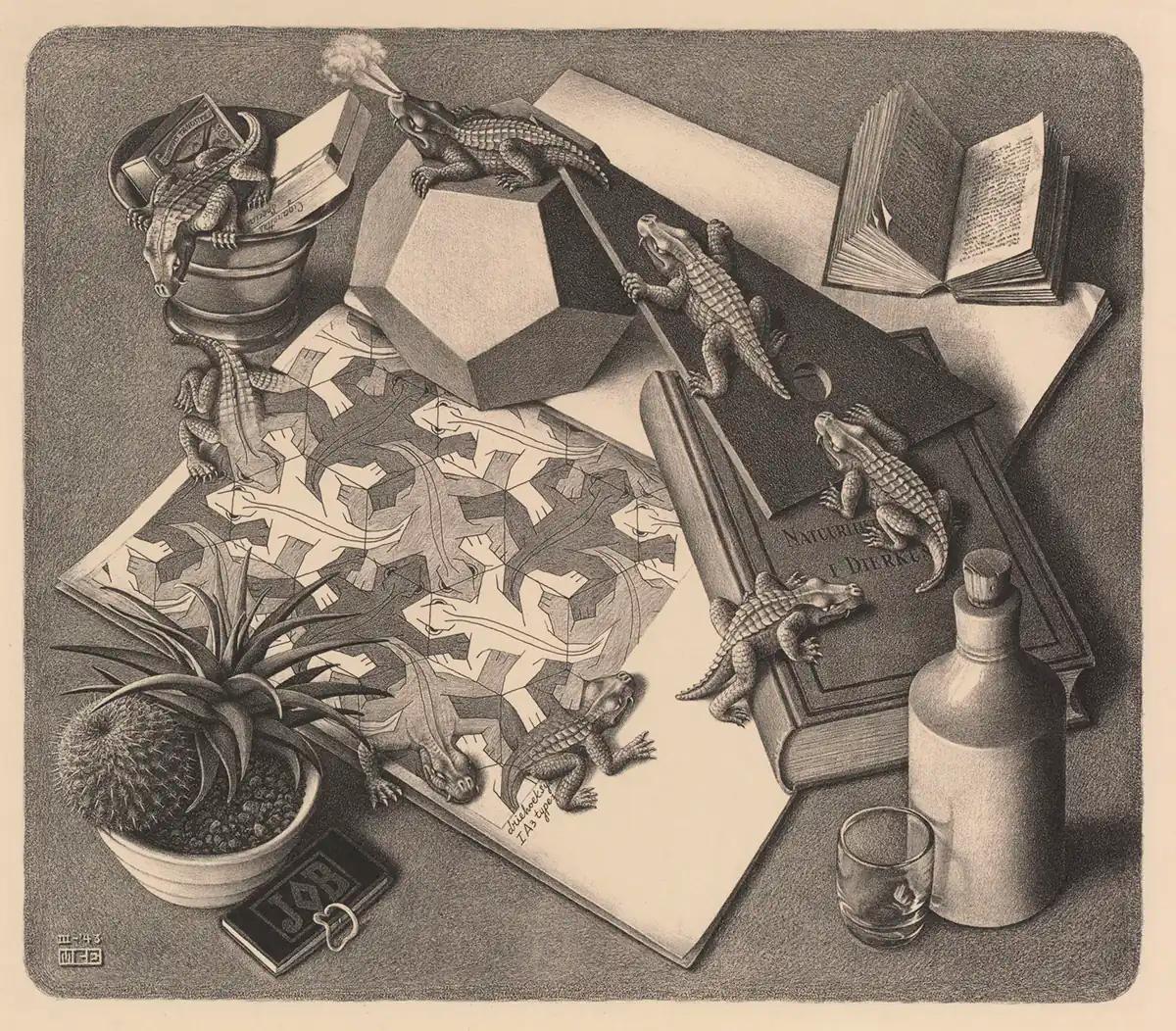 M.C. Escher, Reptielen, litho, maart 1943