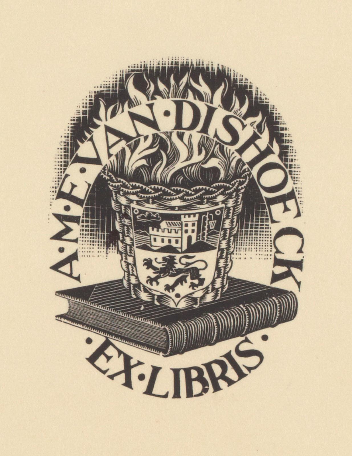 M.C. Escher, Ex libris A.M.E. van Dishoeck, houtgravure, mei 1943
