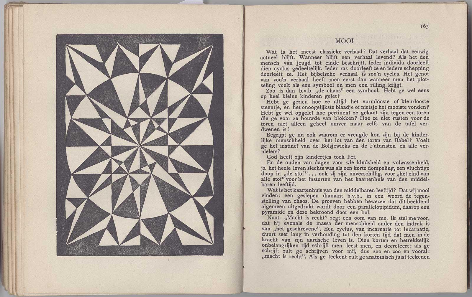 Pages from Flor de Pascua with the woodcut and text for Beautiful. The text mentions the Bolsheviks and the fascists.