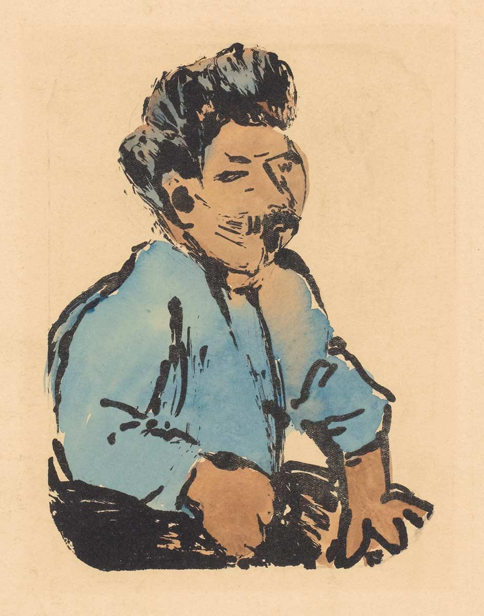 Hendrik Nicolaas Werkman, Portret van H. Poort, litho, 1943.  Collectie Kunstmuseum Den Haag