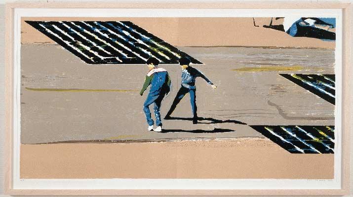 Koen Vermeule, Speelplaats, lithografie, 2000