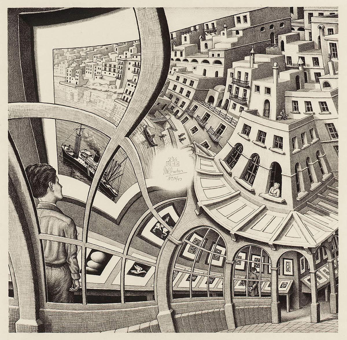M.C. Escher, Prentententoonstelling, litho, mei 1956