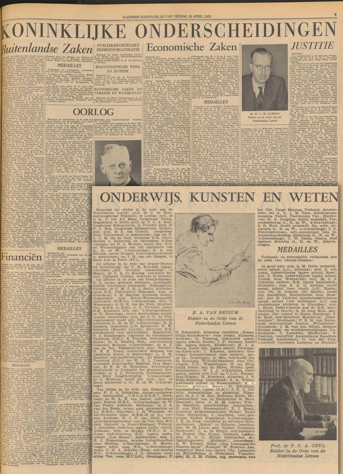 Dutch newspaper Algemeen Handelsblad, 29 April 1955