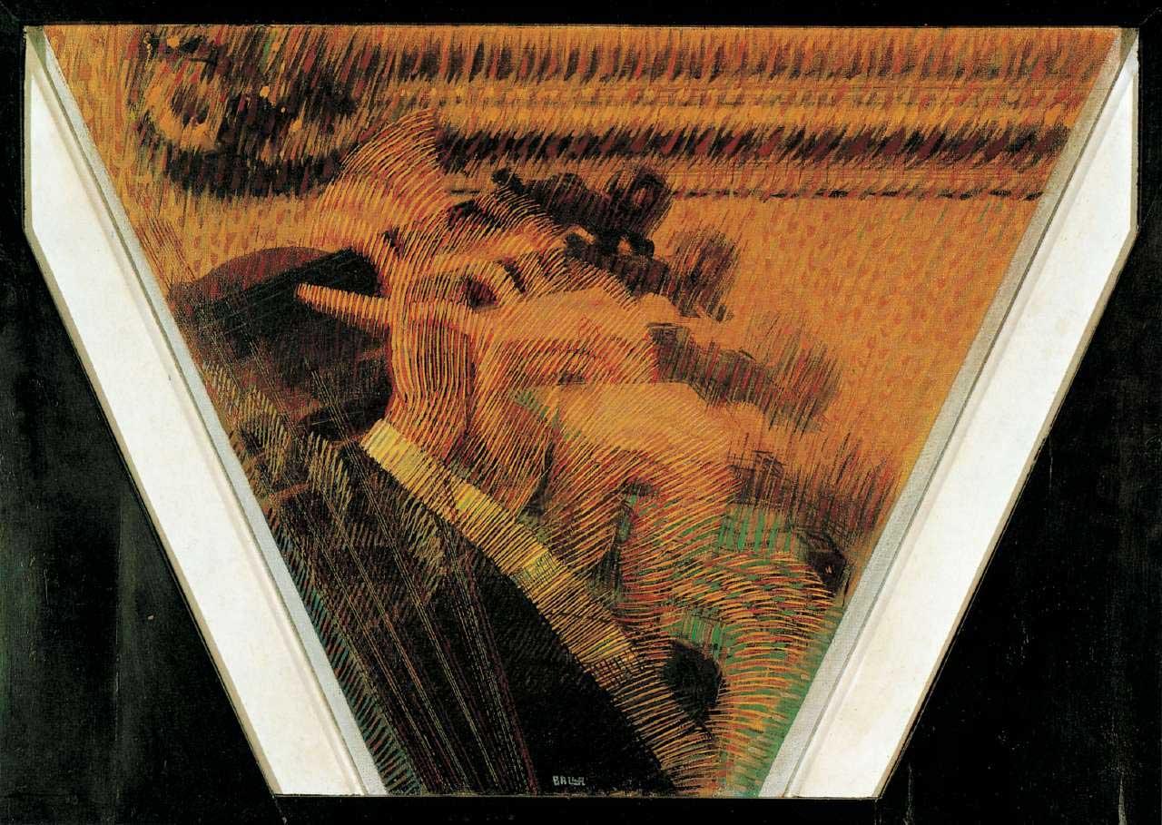 Giacomo Balla, Le Mani del Violinista, oil on canvas, 1912. The Estorick Collection of Modern Italian Art
