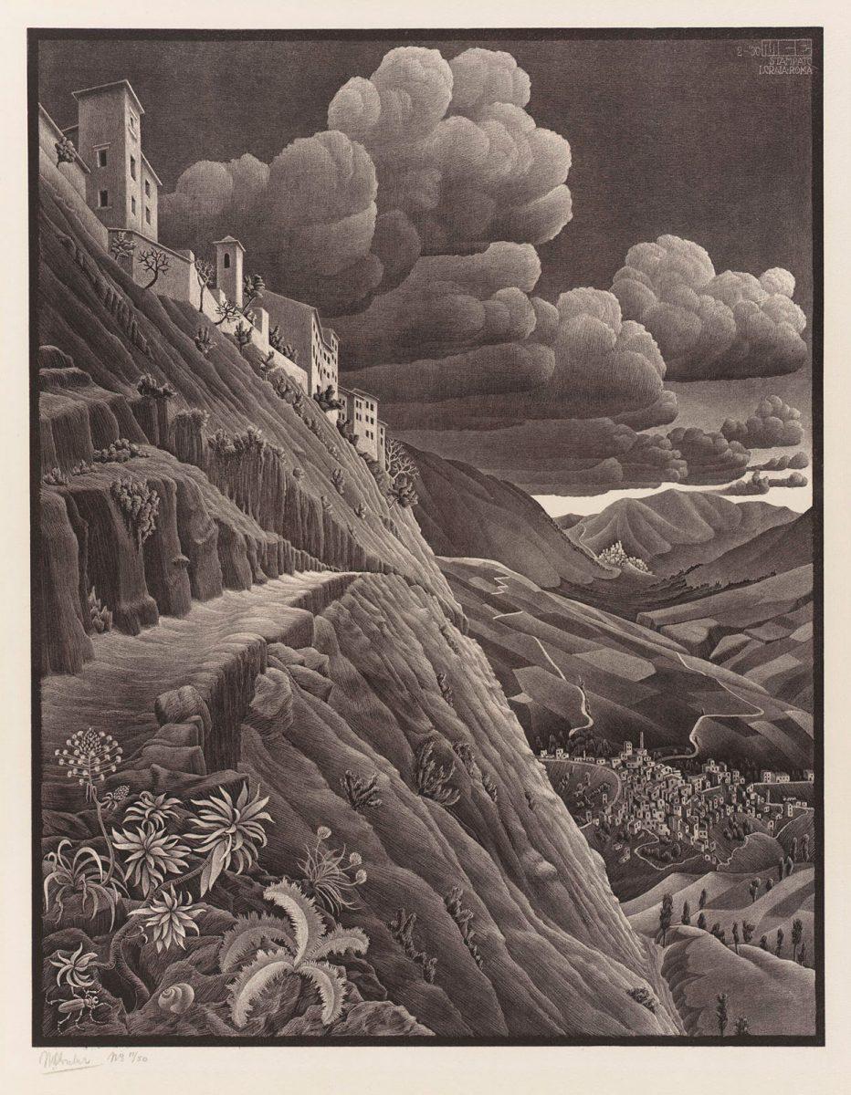 M.C. Escher, Castrovalva (Abruzzi), litho, februari 1930