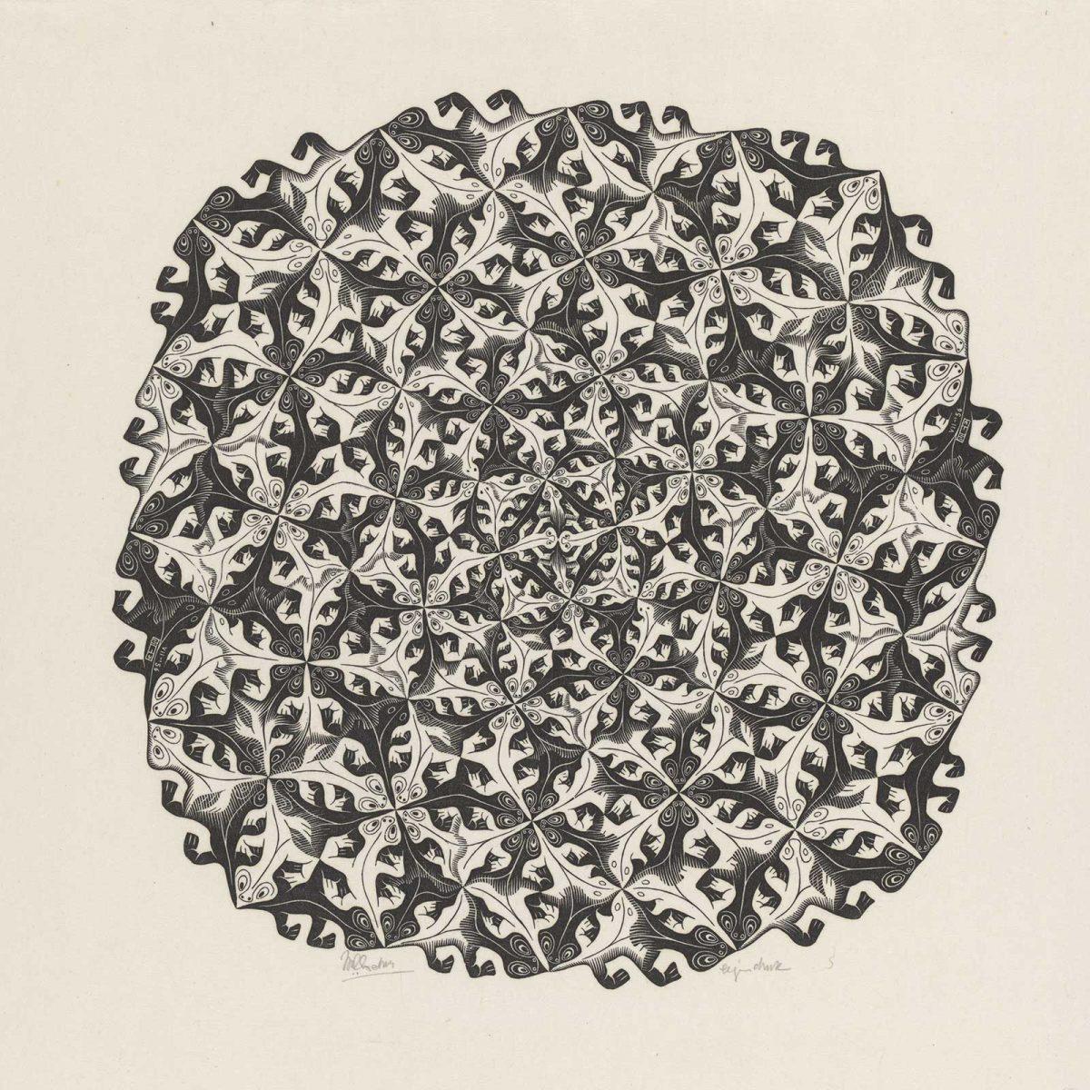 M.C. Escher, Division, woodcut, second state, July 1956
