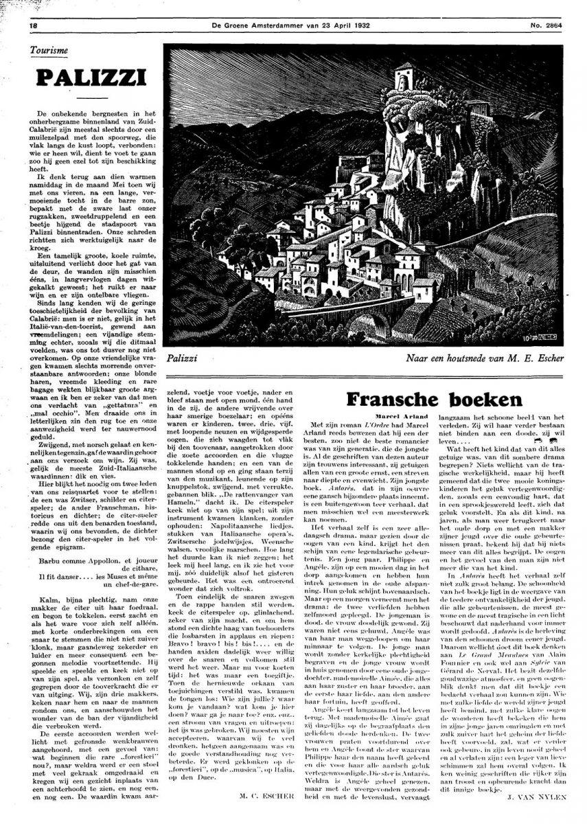 De Groene Amsterdammer, april 1932, met het reisverslag van Escher