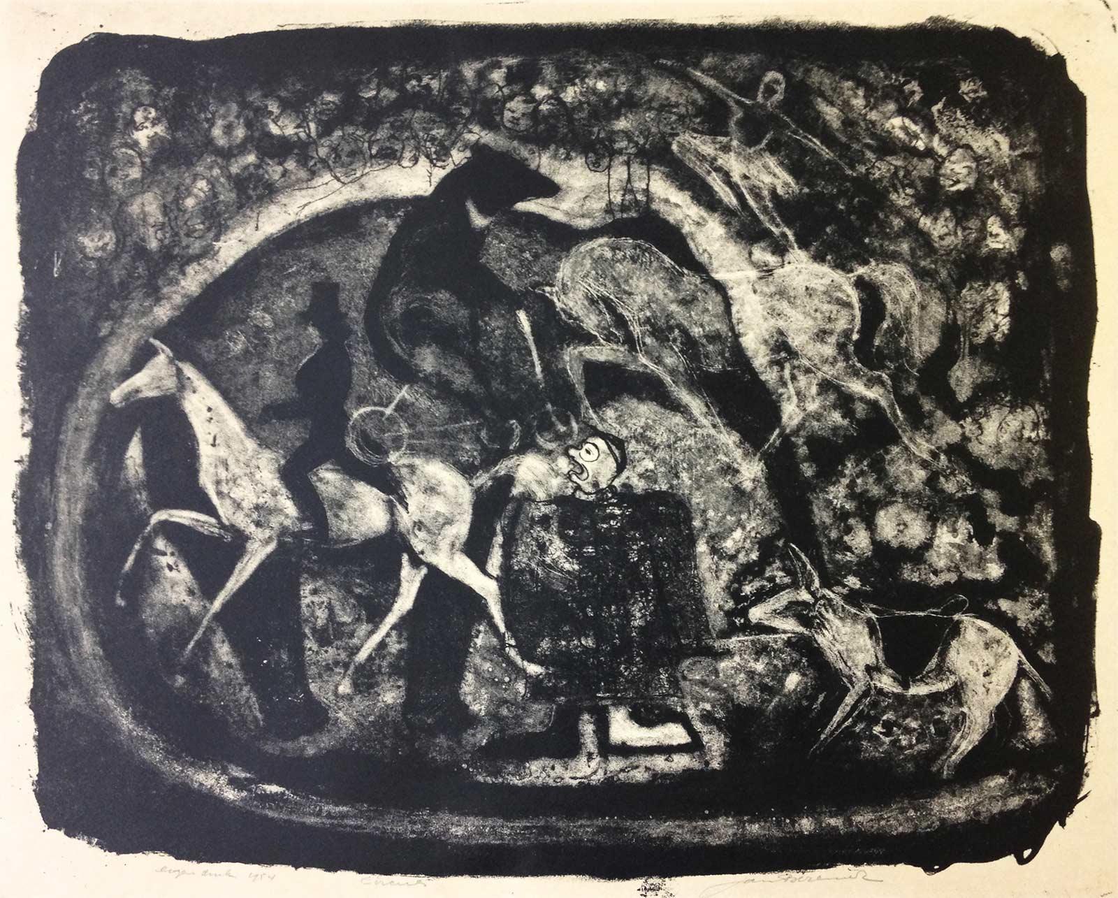Jan Bezemer (1907-1997), Circus, litho, 1954