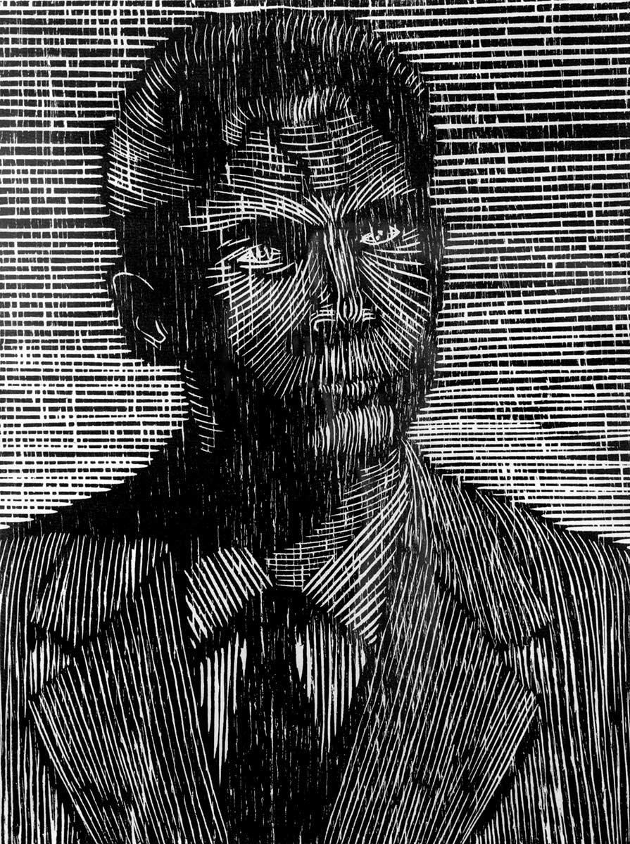Jos de l'Orme, Straniero 2, woodcut, 2005