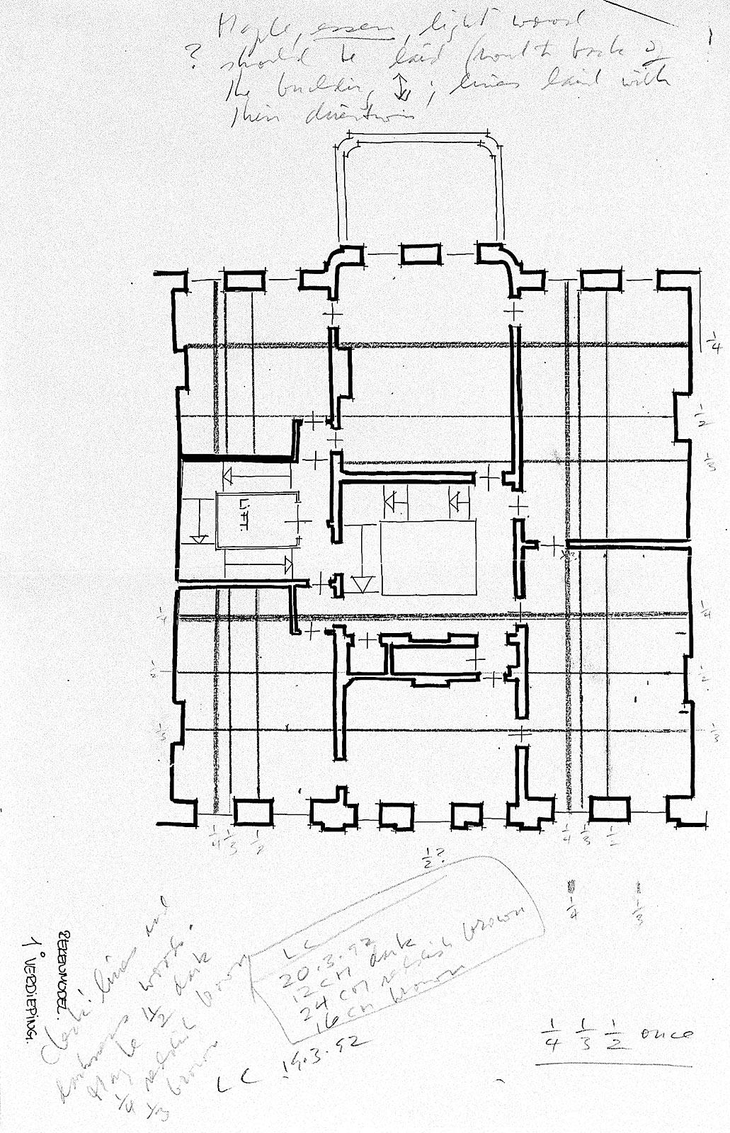 <p>Donald Judd, Design of the parquet floor for the first floor, 1992 </p>
