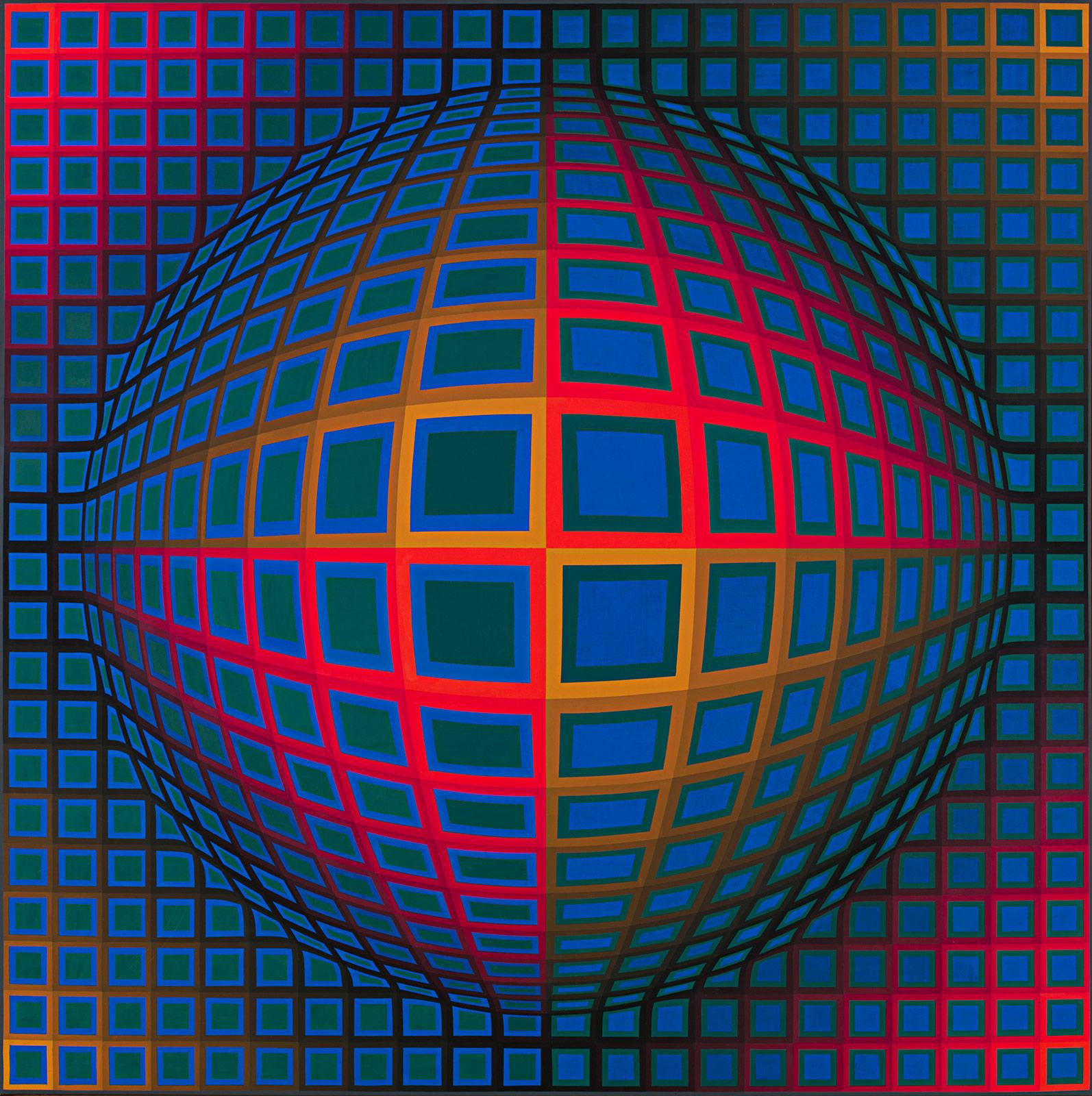 <p>Victor Vasarely, Vega-Nor, oil on canvas, 1969. Collection Buffalo AKG Art Museum</p>