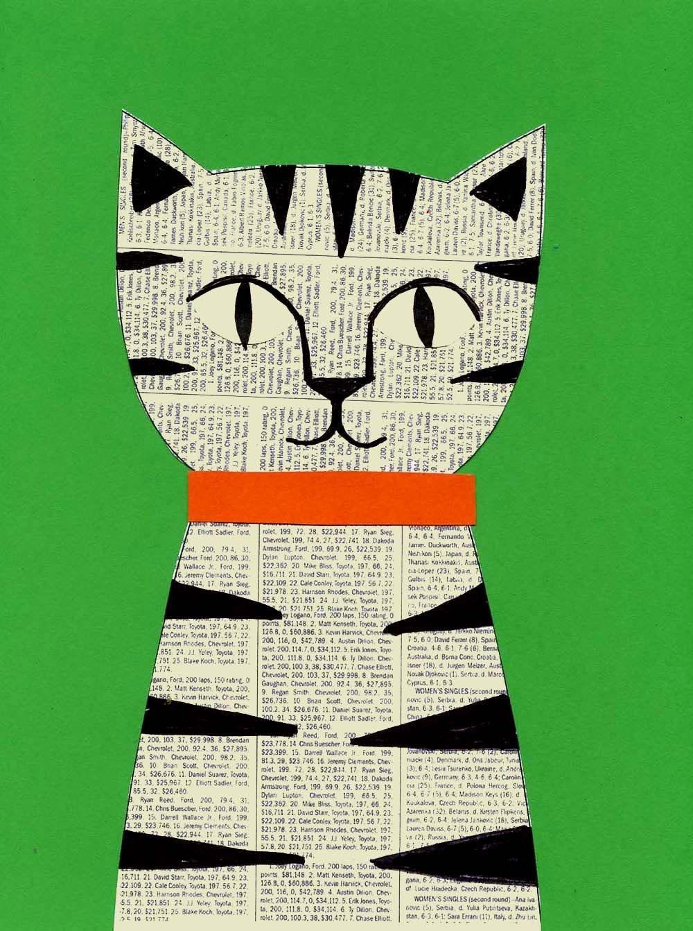 Krantencollage kat