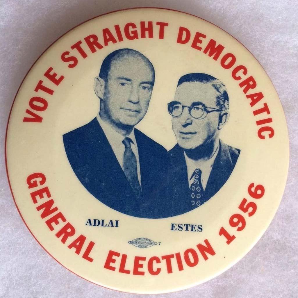 After losing the nomination the Democratic Committee appointed Kefauver as vice presidency candidate for Stevenson. Together they appeared on this badge.