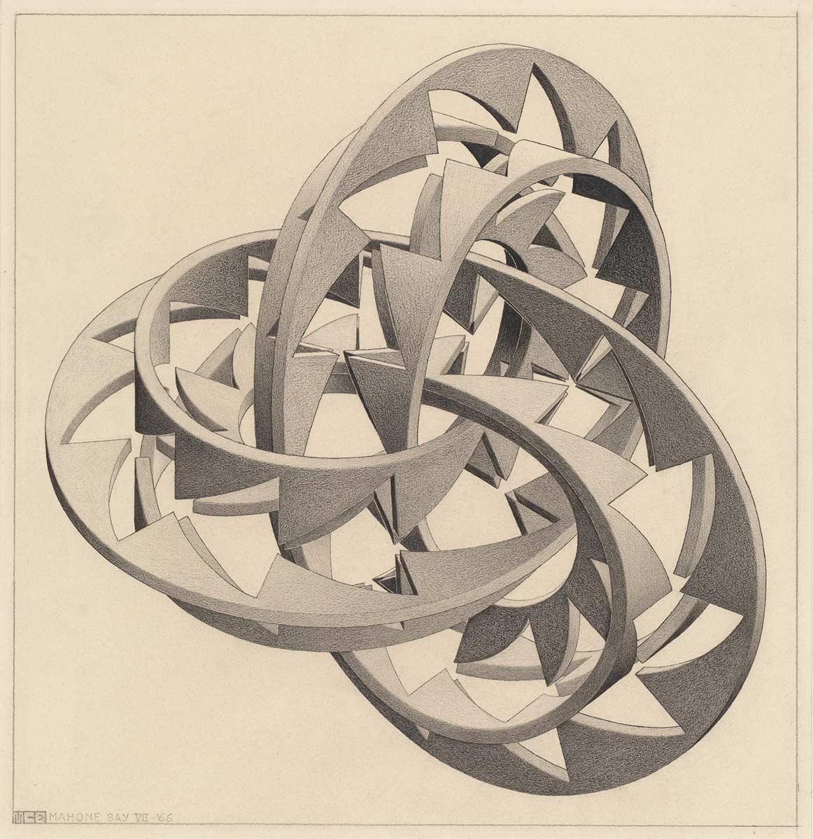 M.C. Escher, Knopen, potlood en krijt op papier, juli 1966