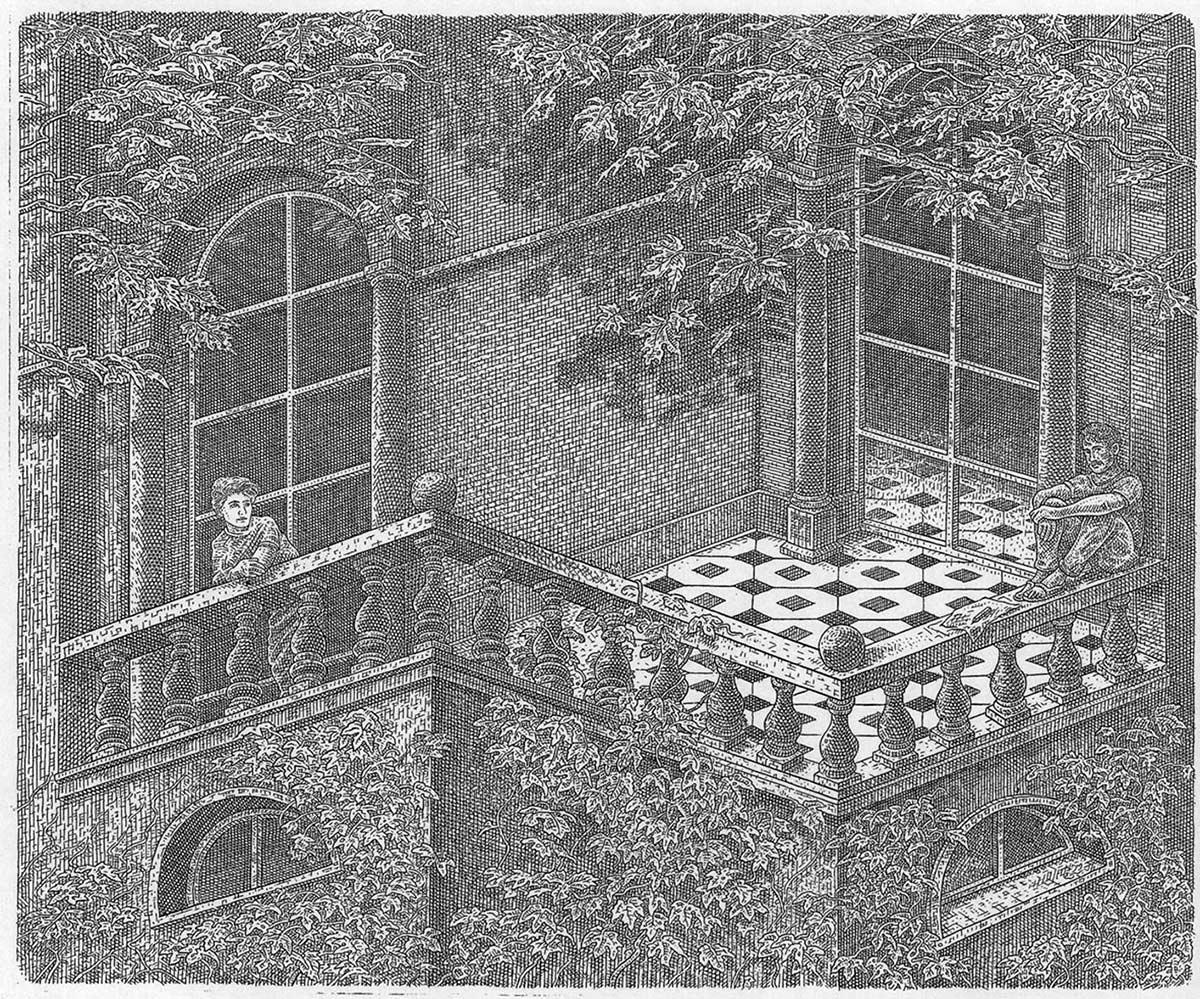 István Orosz, Balcony, etching, 2001