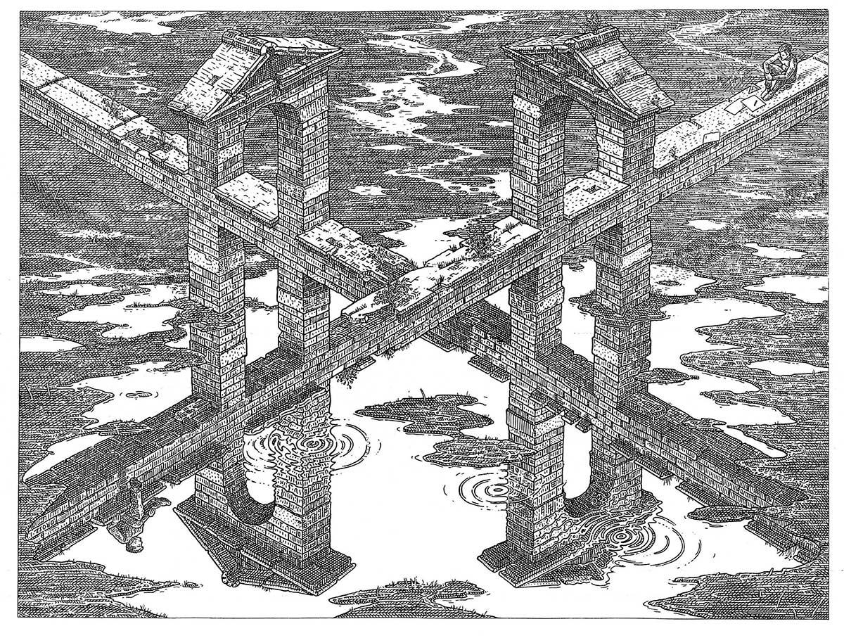 István Orosz, Crossroads, etching, 1999