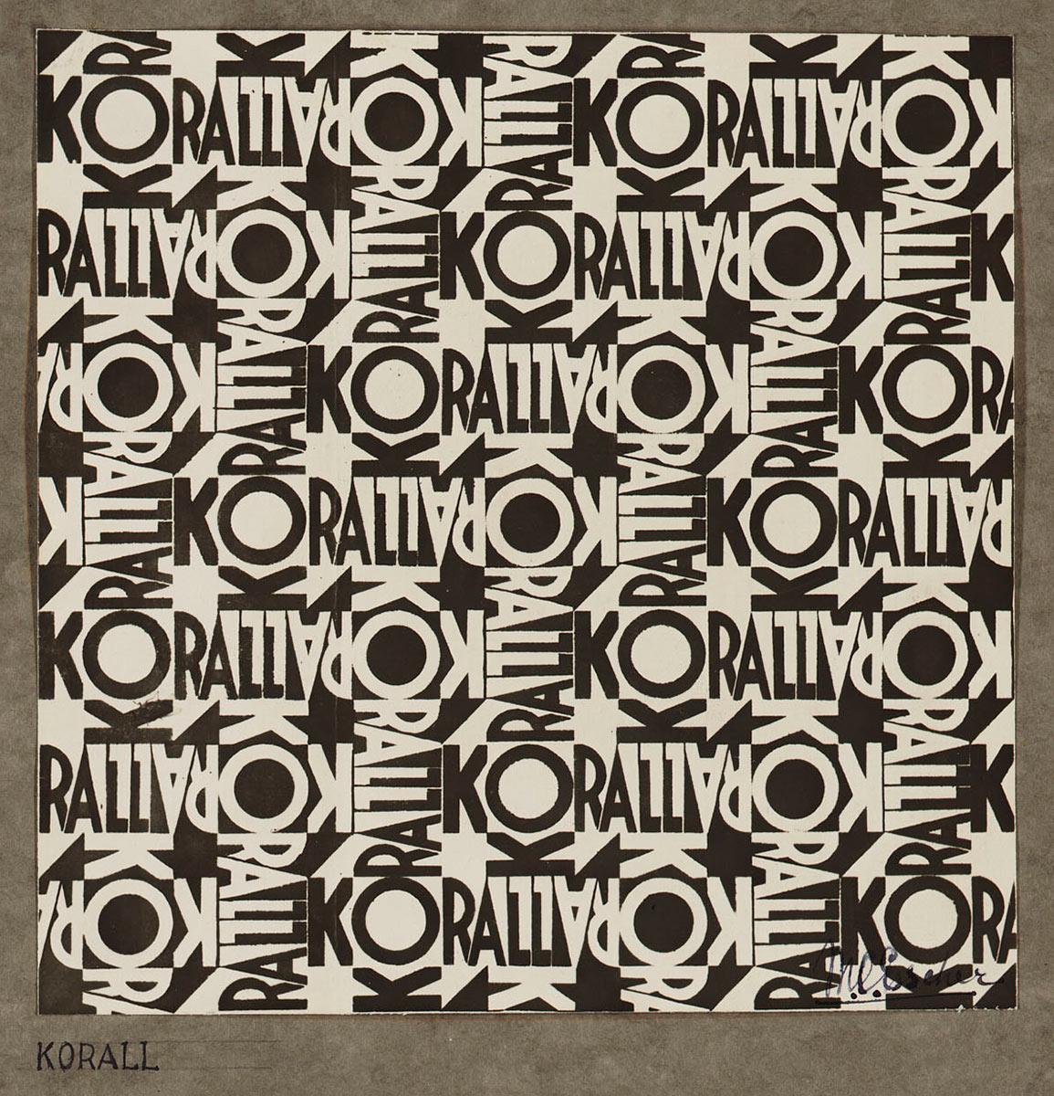 M.C. Escher, ontwerp voor pakpapier: Korall, houtsnede, 1933