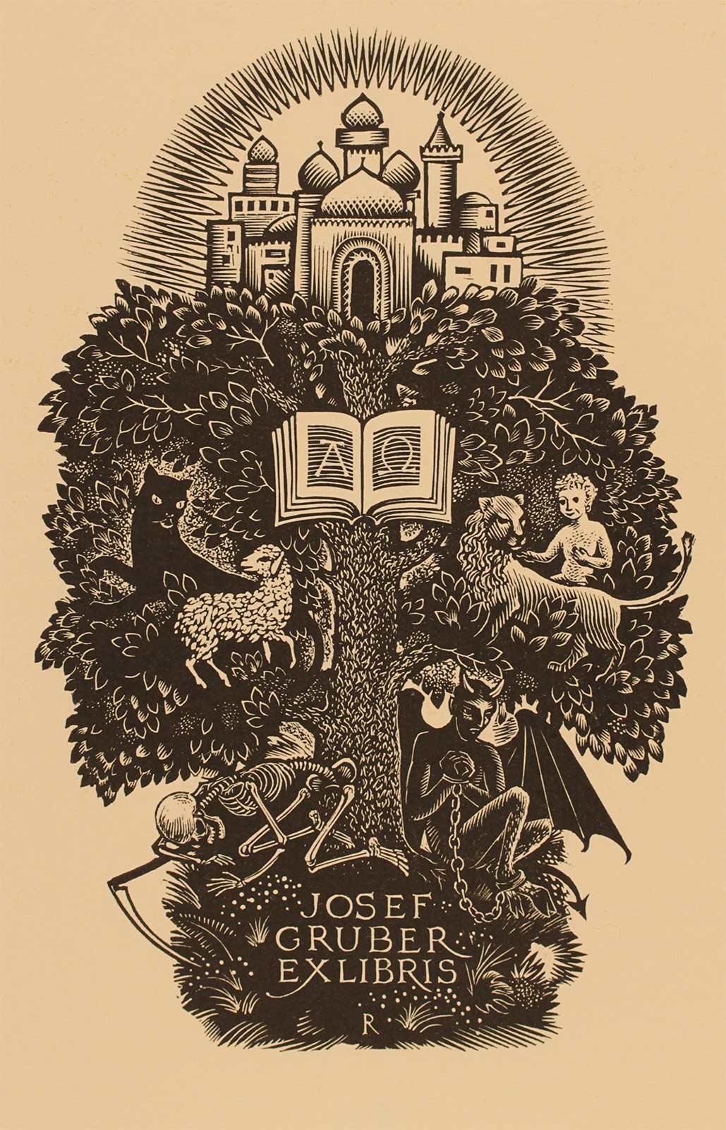 Pam Rueter (1906-1998), ex-libris, houtgravure, 1958