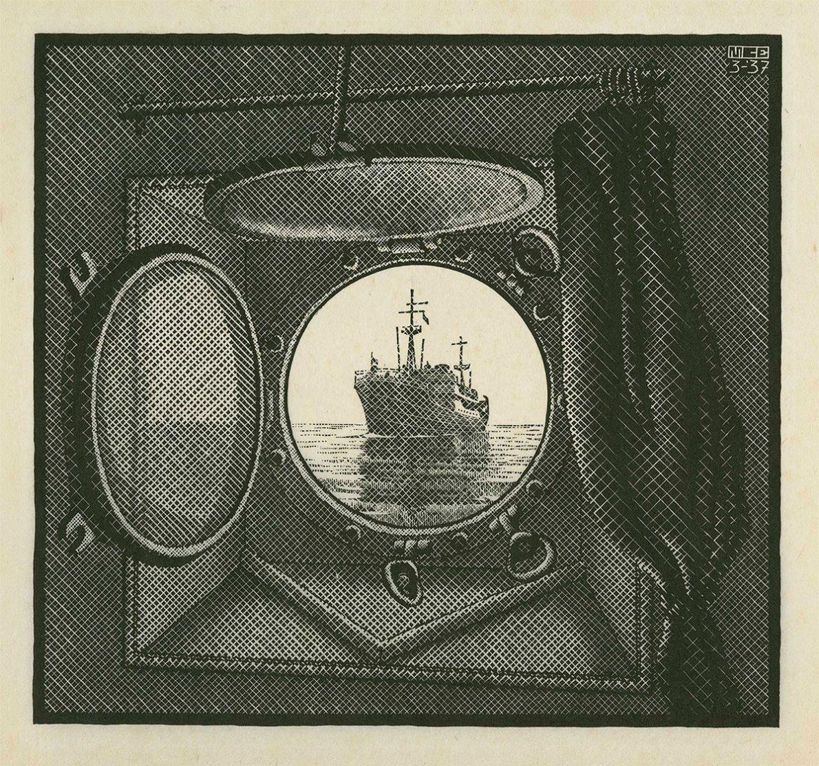 M.C. Escher, Patrijspoort, houtsnede, maart 1937