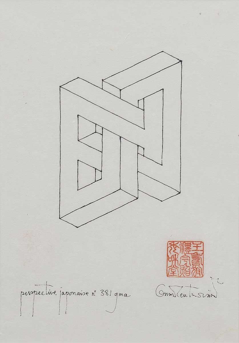 Oscar Reutersvärd, perspective japonaise nr. 381, inkt op papier