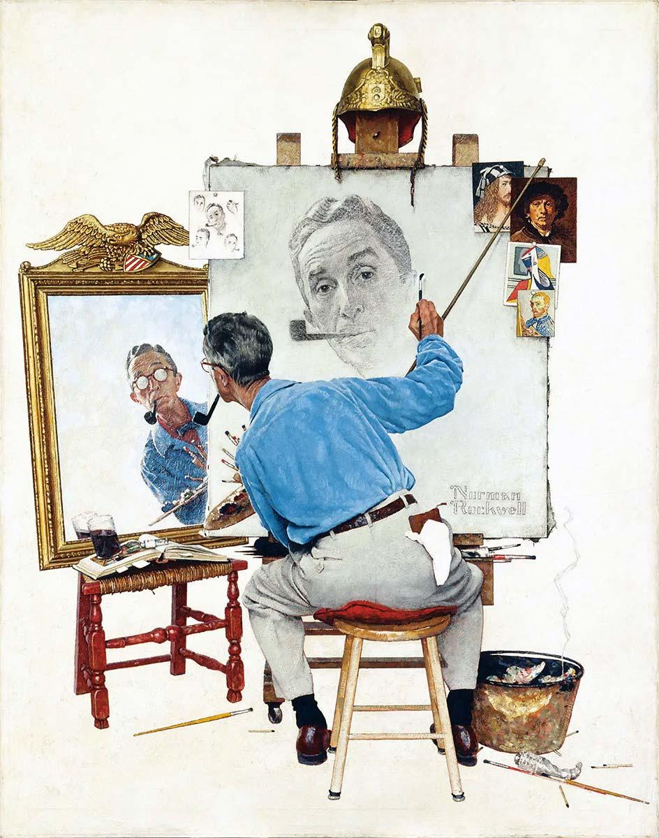 Norman Rockwell, Triple Self-Portrait, 1960. Collection: The Norman Rockwell Museum, Stockbridge, Massachusetts