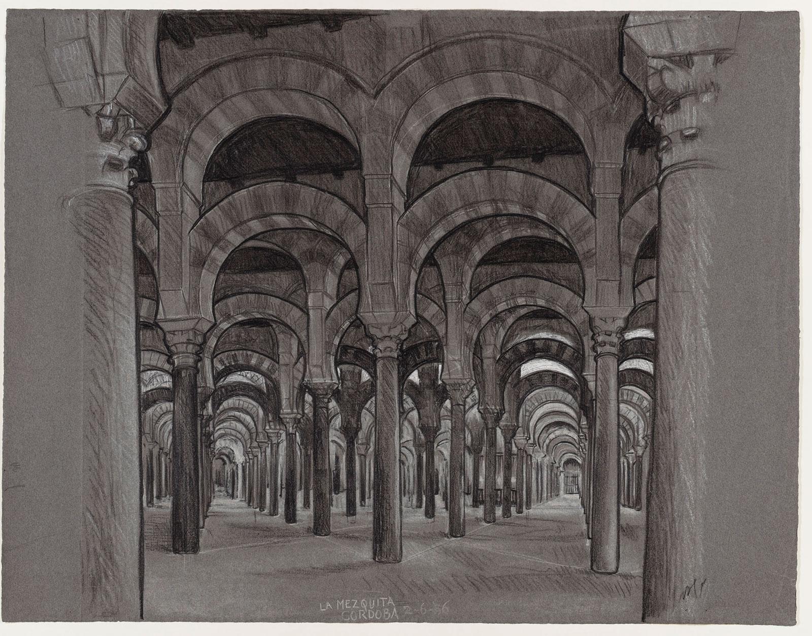<p>M.C. Escher, La Mezquita, Córdoba, zwart en wit krijt, 1936</p>