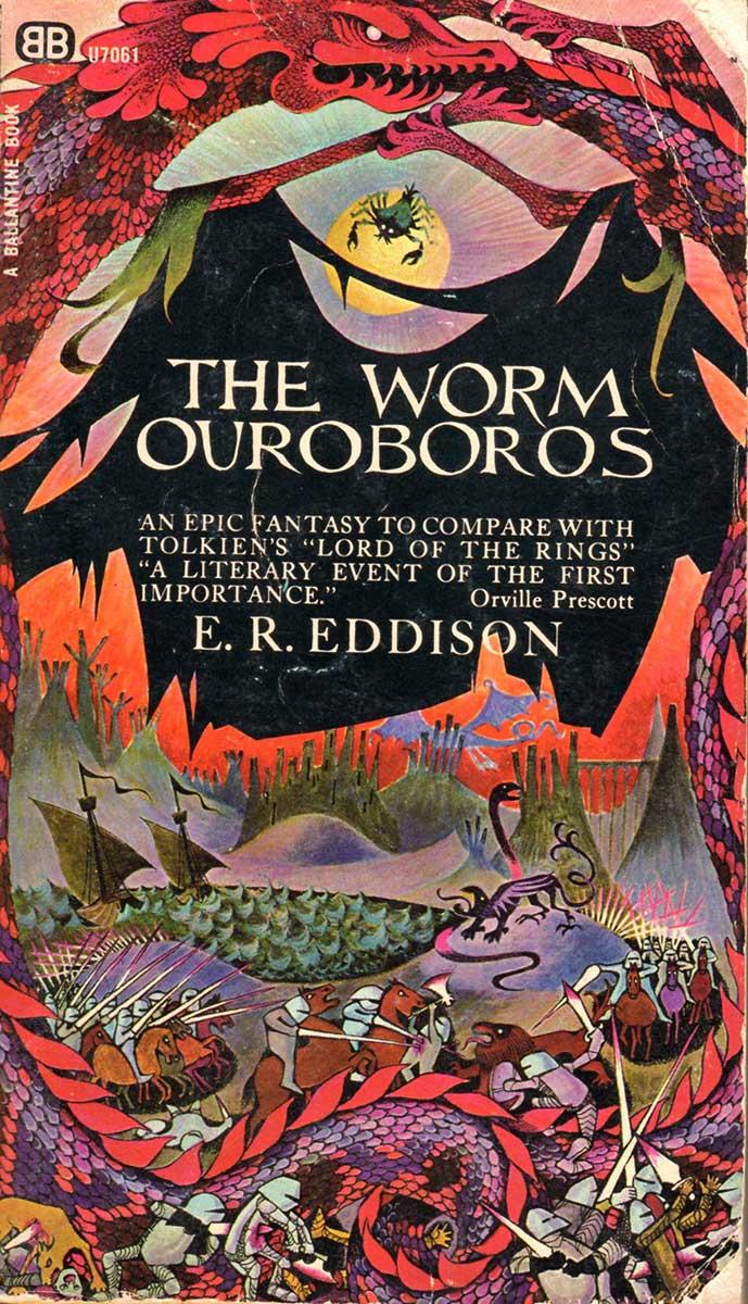 Covers for The Worm Ouroboros by E.R. Eddison, first published in 1922