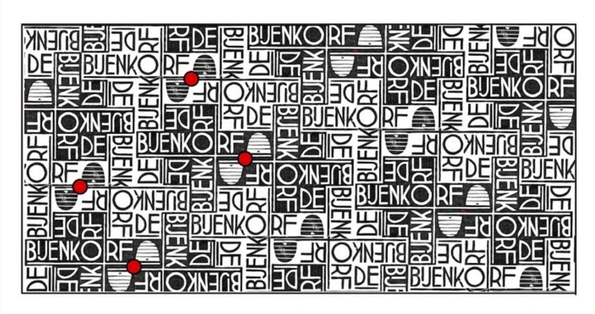 <p>A minimal rectangle that can translate to fill the plane (or produce a roll of wrapping paper) with Escher's pattern. Red half-turn centers form a parallelogram translation unit.</p>