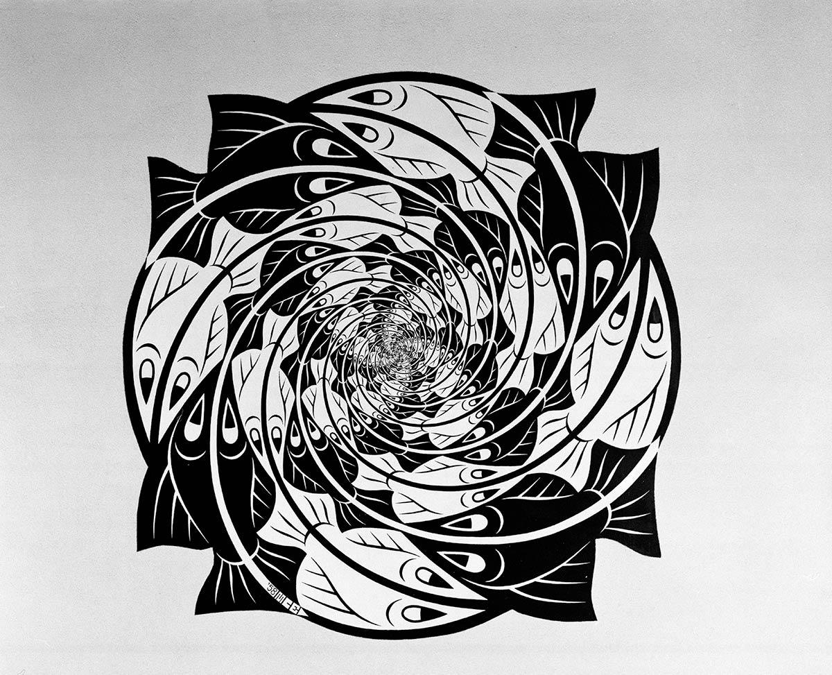 M.C. Escher, muurschildering in de aula van begraafplaats Tolsteeg. Foto: Fotodienst HUA, collectie Het Utrechts Archief