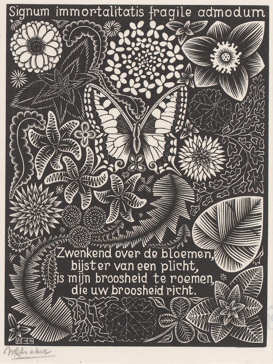 M.C. Escher, XIX, Butterfly, woodcut, between March and June 1931