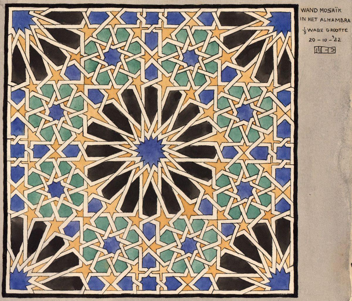 M.C. Escher, Mosaic in the Alhambra, drawing, 20 October 1922
