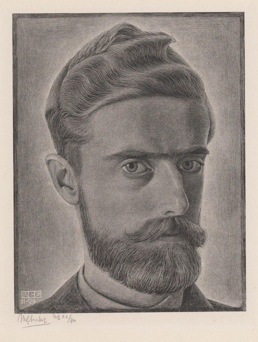 M.C. Escher, Zelfportret, litho, november 1929
