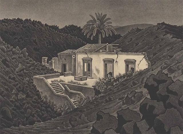 Een huisje in de lava