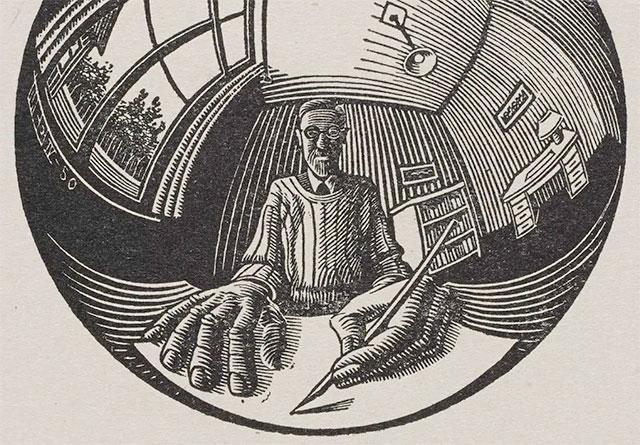 Zelfportret in bolspiegel